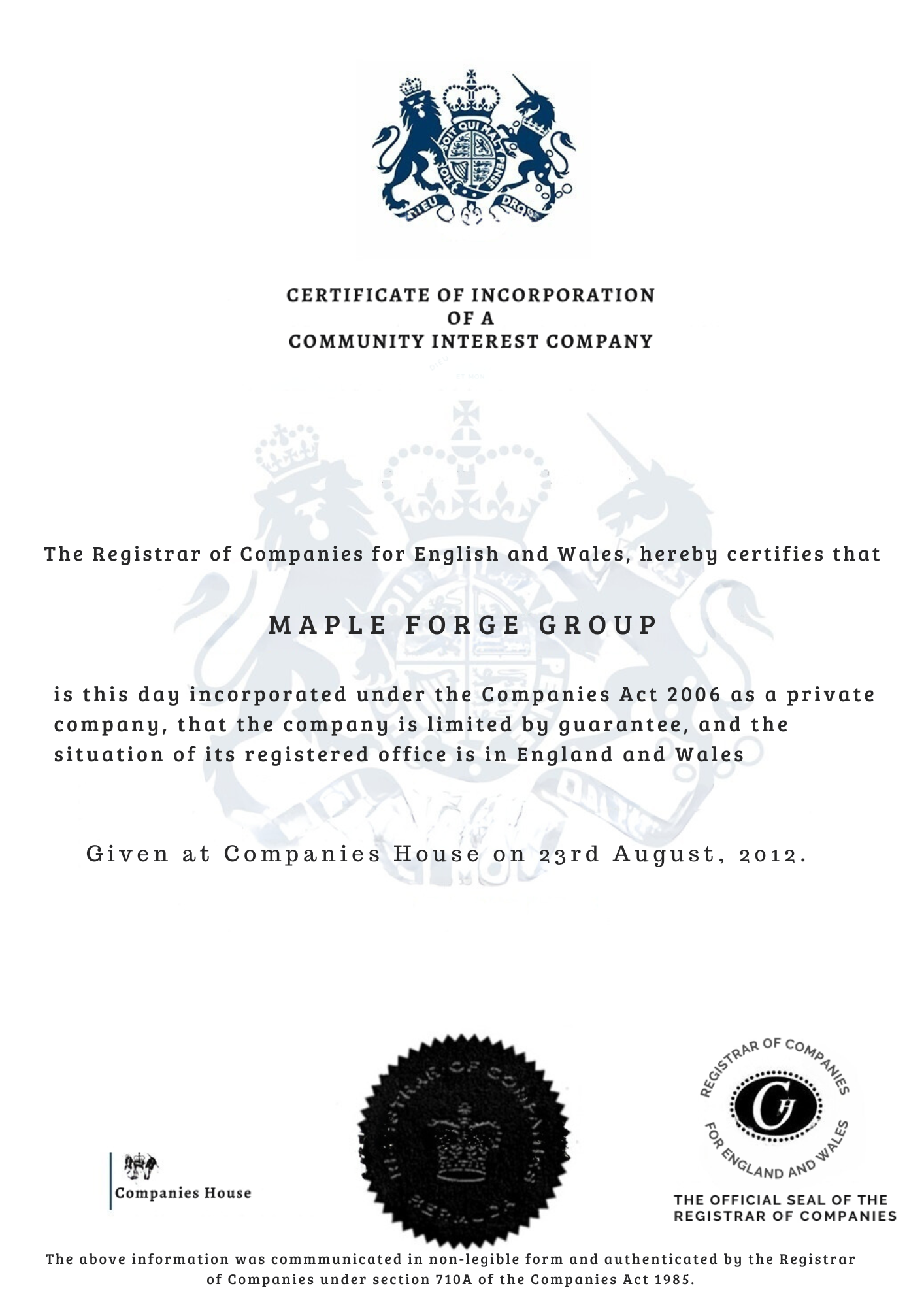 Certificate